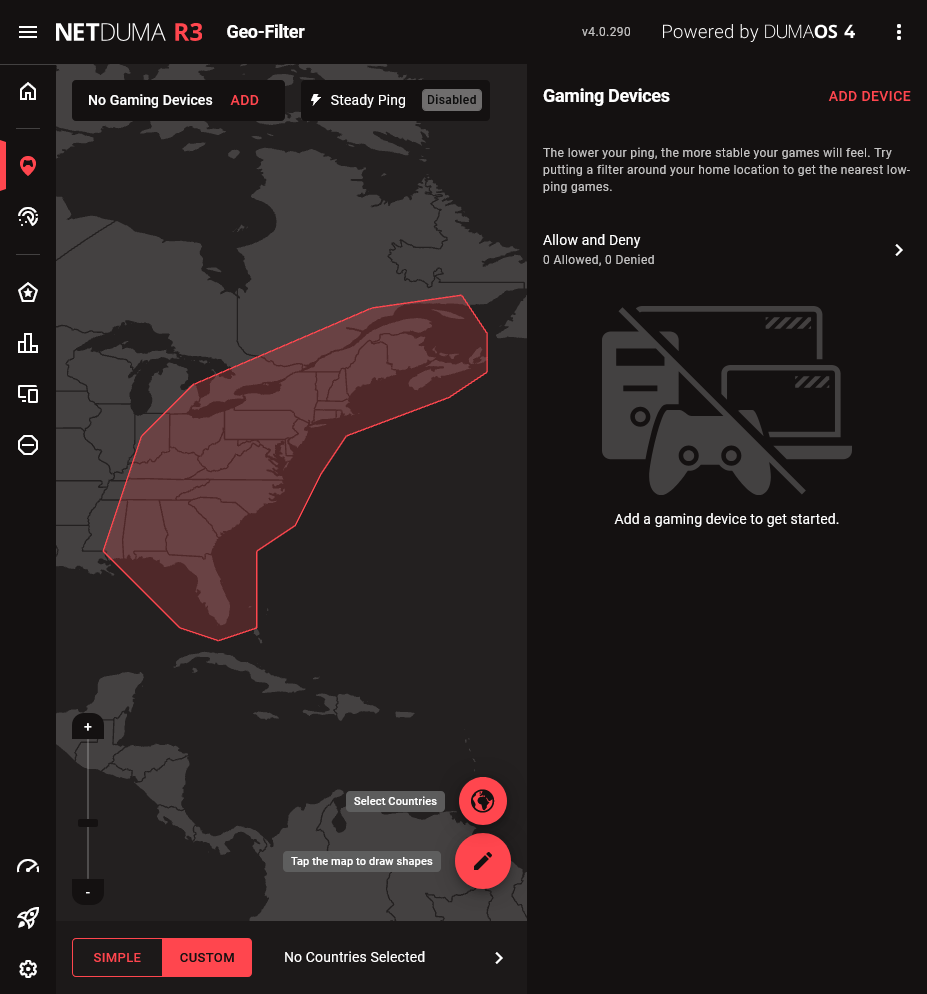 Geo-Filter main page with polygon drawn on the map