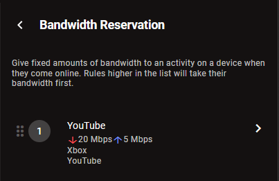 SmartBOOST Bandwidth Reservation Page